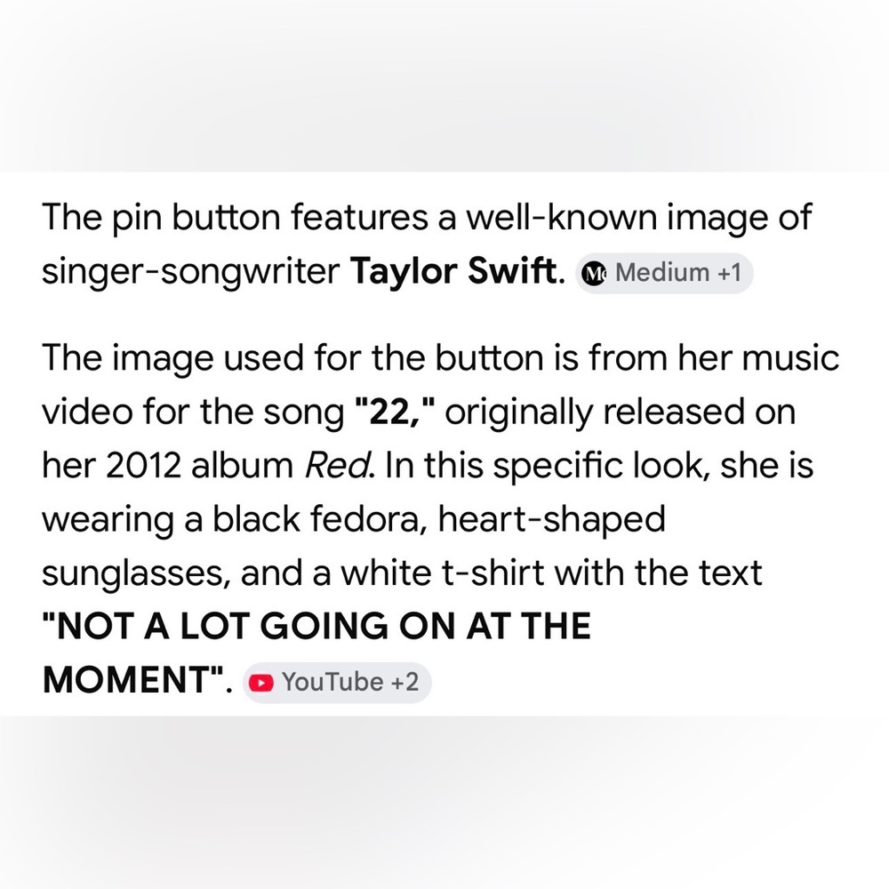 $3 Add-On ๐Taylor Swift Button Pin - Picture 2 of 10